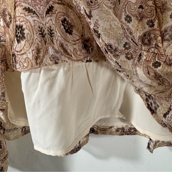 Loft Cream and Brown Floral Surplice Top NWT - Picture 8 of 12